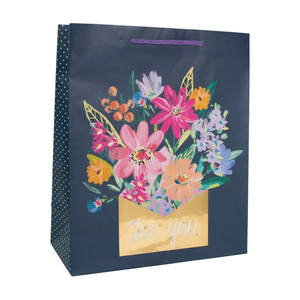 Navy Floral All Occasion Large Gift Bag with Foil Embellishment, 8ct